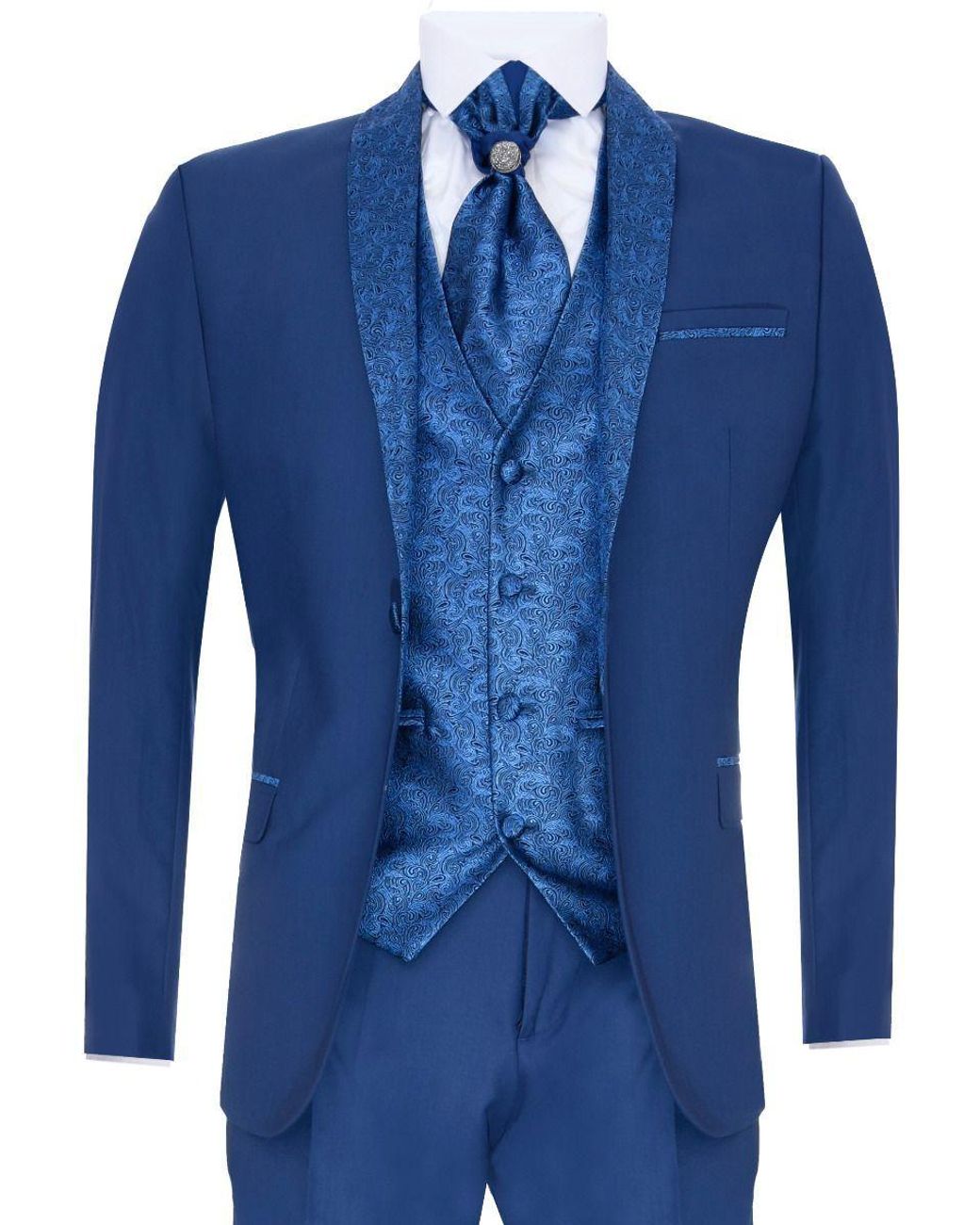 TruClothing Blue 4 Piece Tailored Wedding Suit Canvas for men