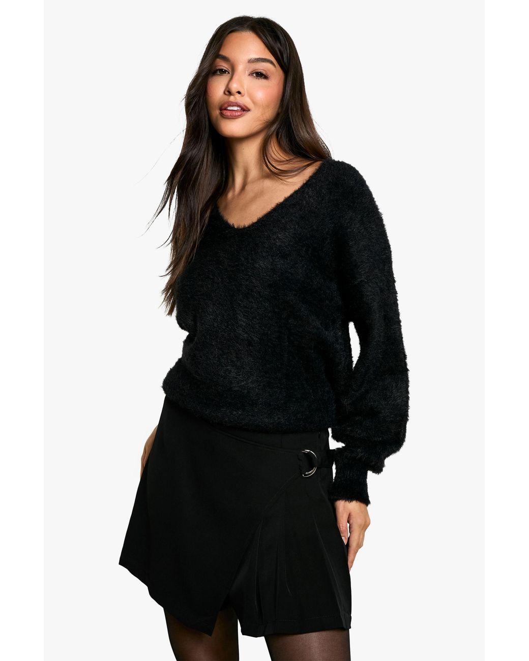 Boohoo Black Pleated Mini Skirt