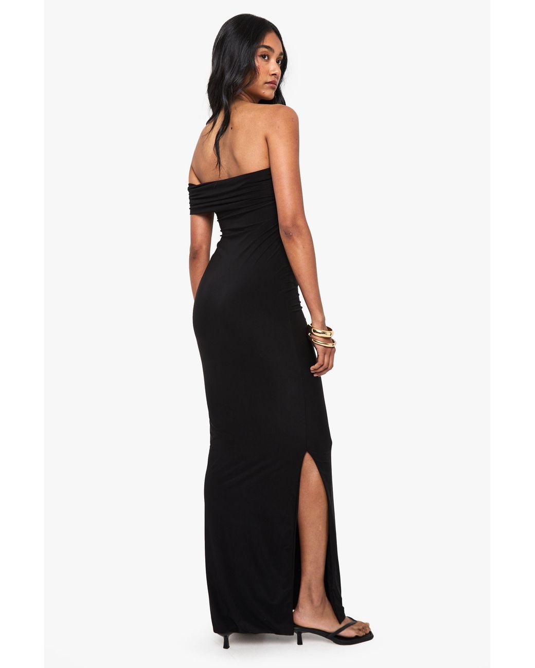 Boohoo Black Bandeau Trim Maxi Dress