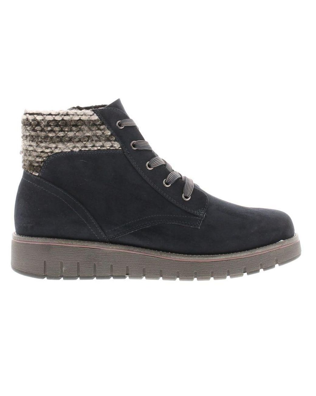 Marco Tozzi Black Boots Ankle Maizie Lace Up Dk Textile