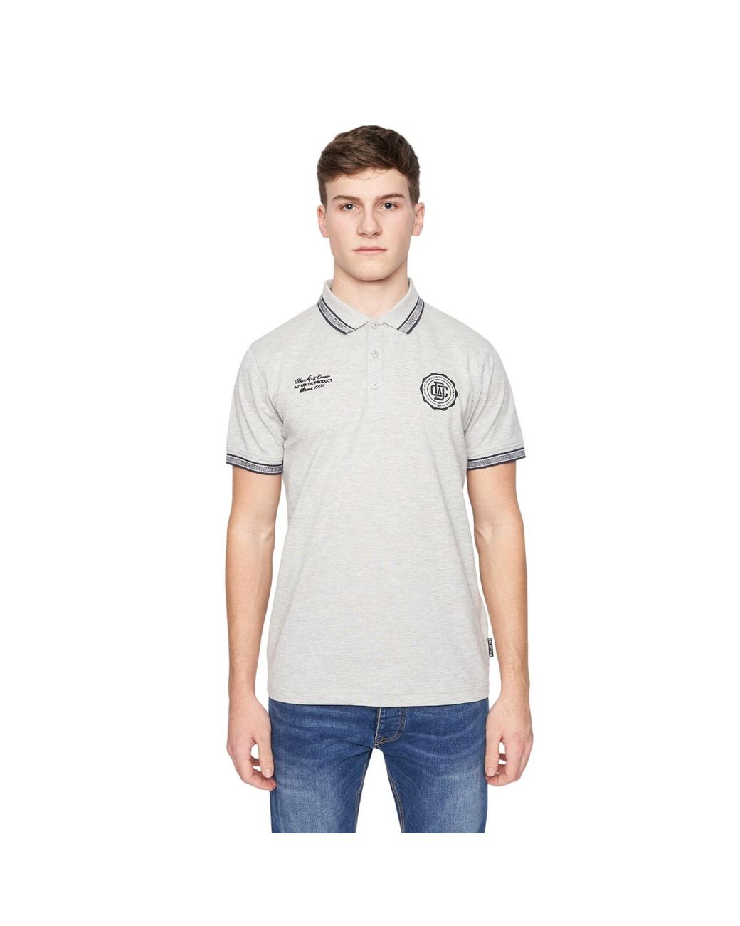 Duck and Cover White Keyaan Polo Shirt Marl) Cotton for men