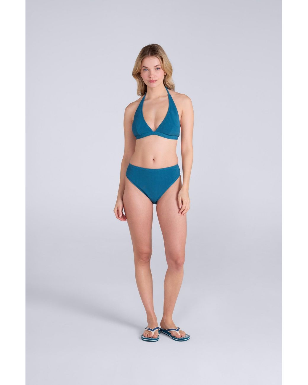 Mountain Warehouse Blue 'Iona' Halter Crinkle Bikini Bottom Sun Protection Quick Dry Stretchy Swimwear