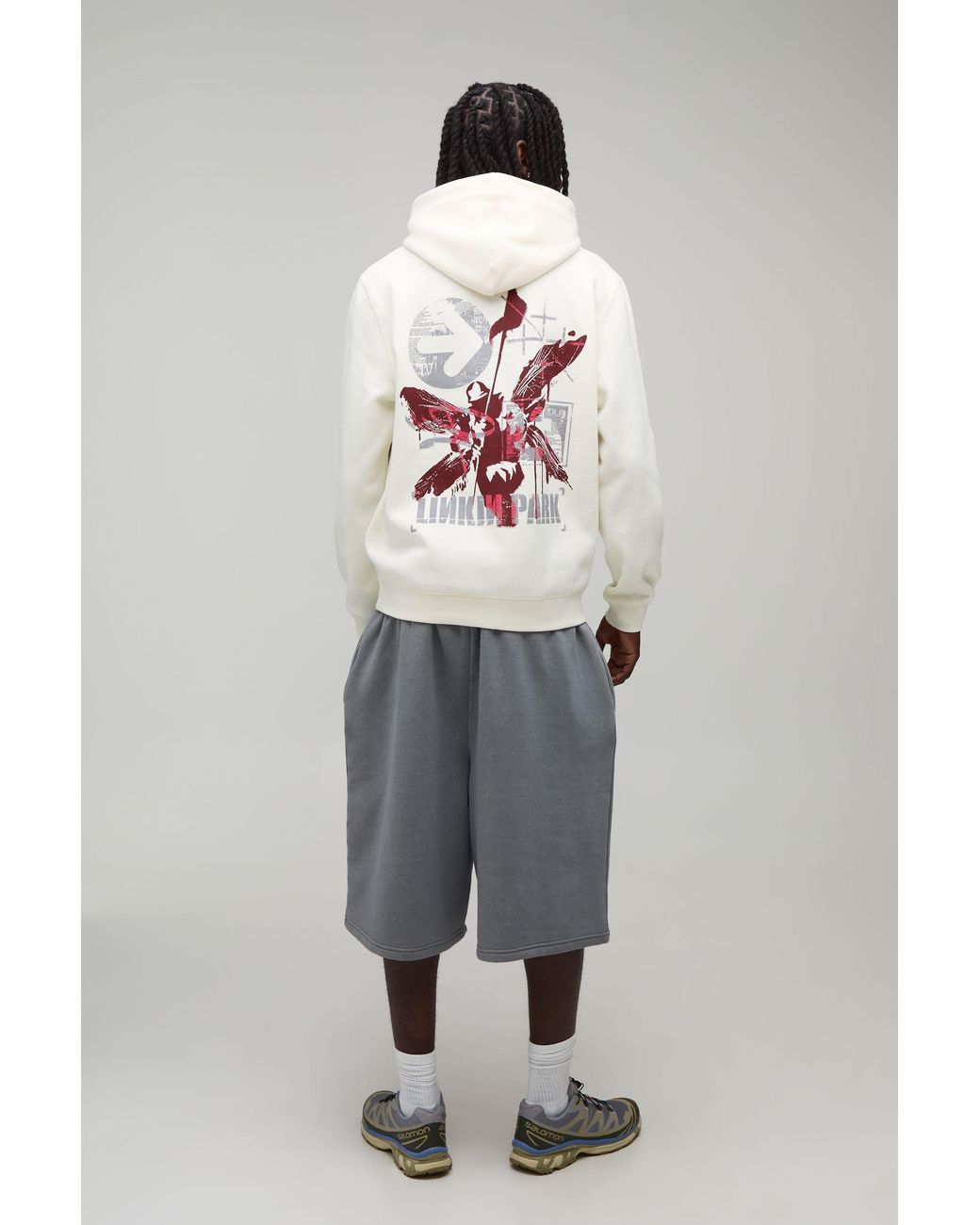 BoohooMAN Gray Regular Linkin Park License Print Hoodie for men