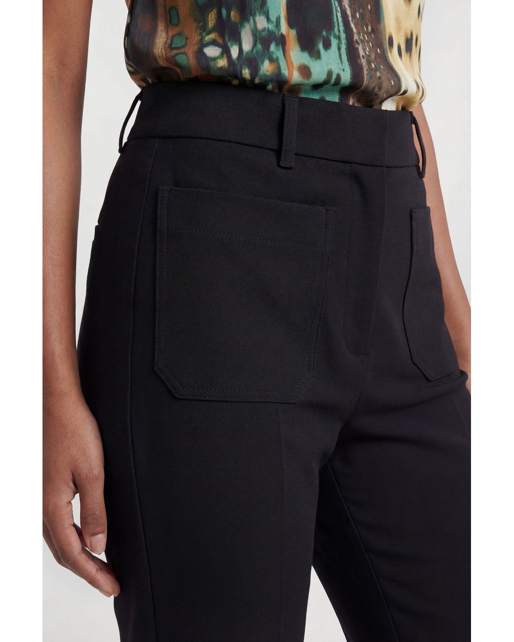 Karen Millen Natural Compact Stretch Pocket Straight Leg Trousers