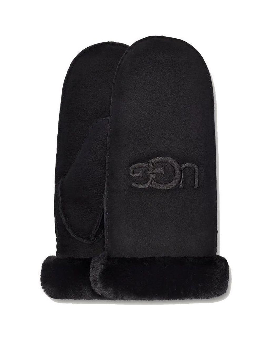 Ugg Black Embroidered Mitten Gloves