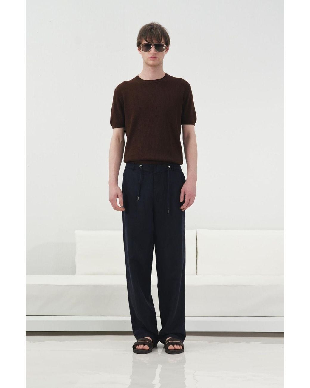 Giesto Brown Cotton Crew Neck T-Shirt for men