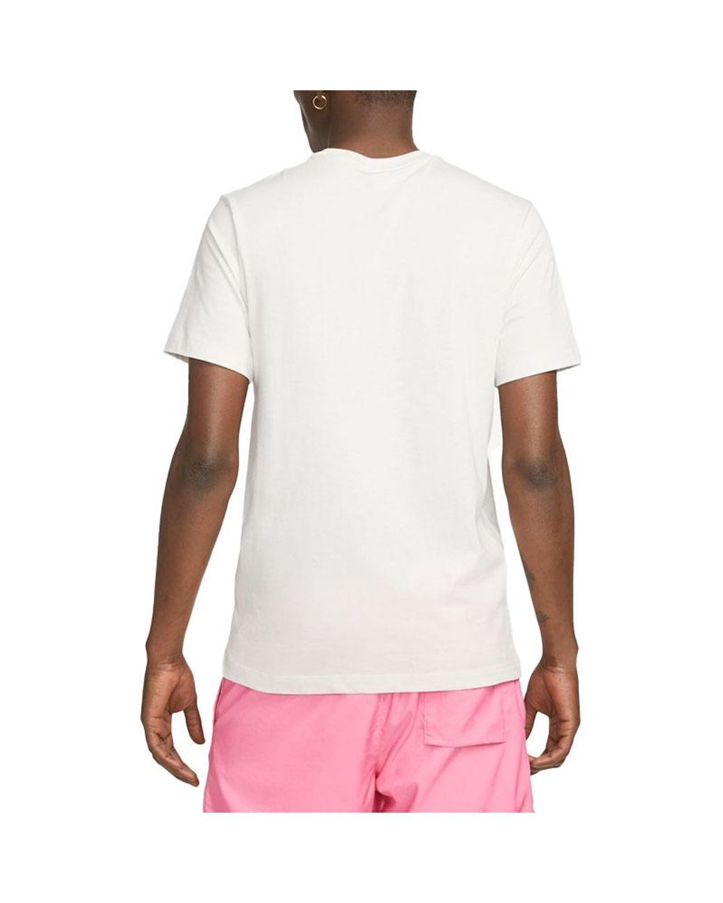 Nike White T Shirts Club Swoosh Hdy Print Short Sleeve Summer Sportswear Cotton for men