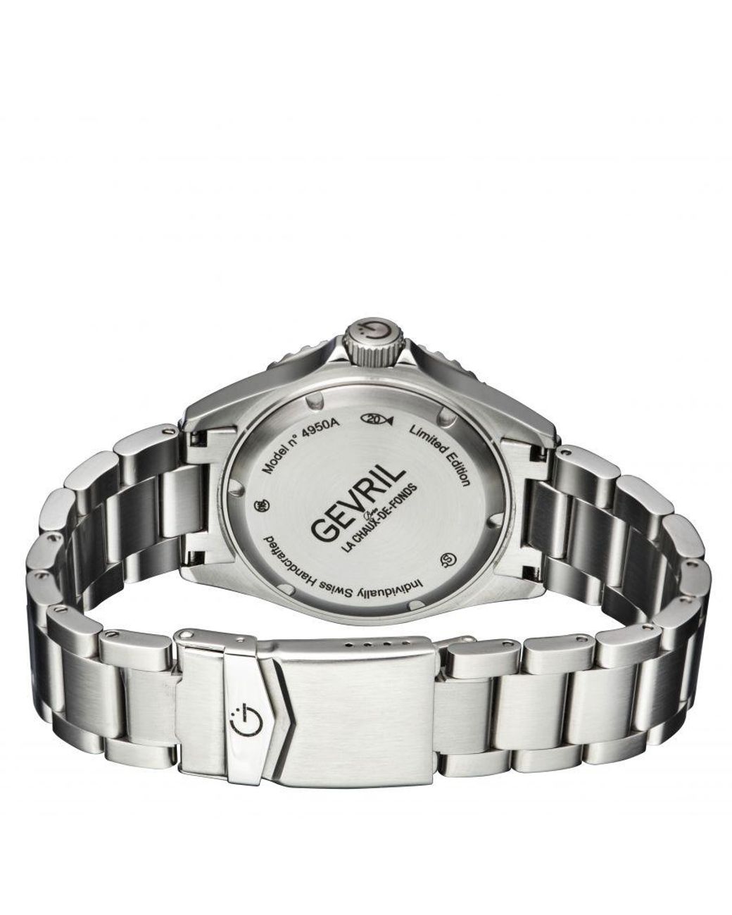 Gevril Gray Wall Street Gmt Swiss Automatic Sellita Sw330 Ceramic Bezel, Stainless Steel Bracelet for men