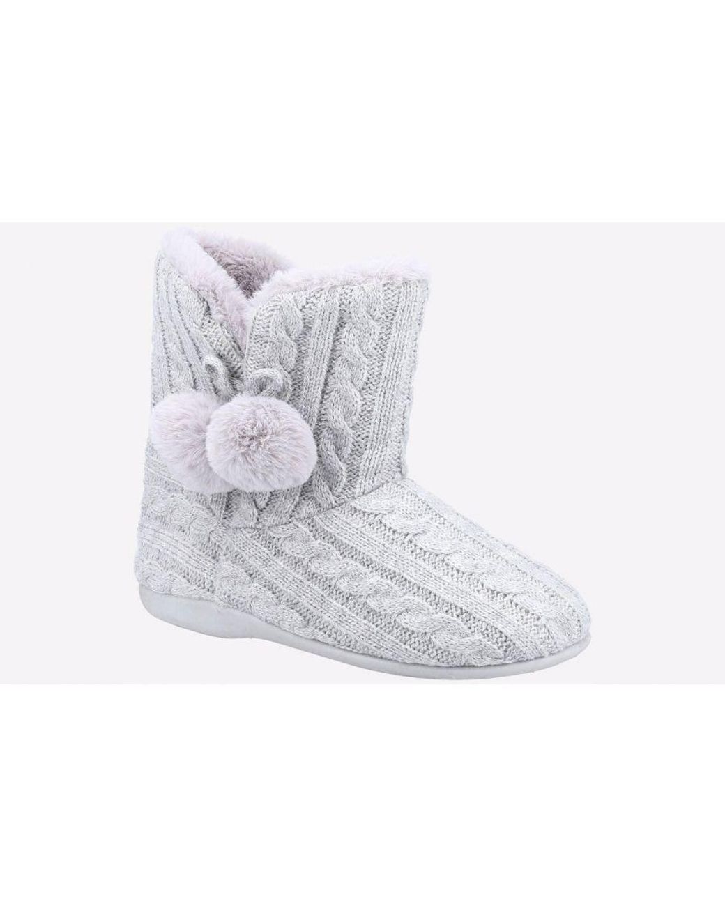Fleet Foster White Apple Knitted Bootie Slipper