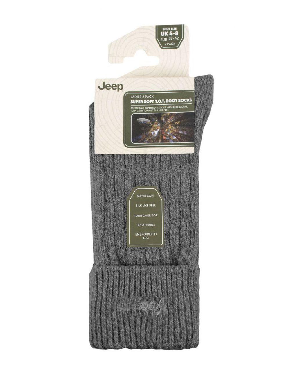 Jeep Gray Ladies Turn Cuff Socks