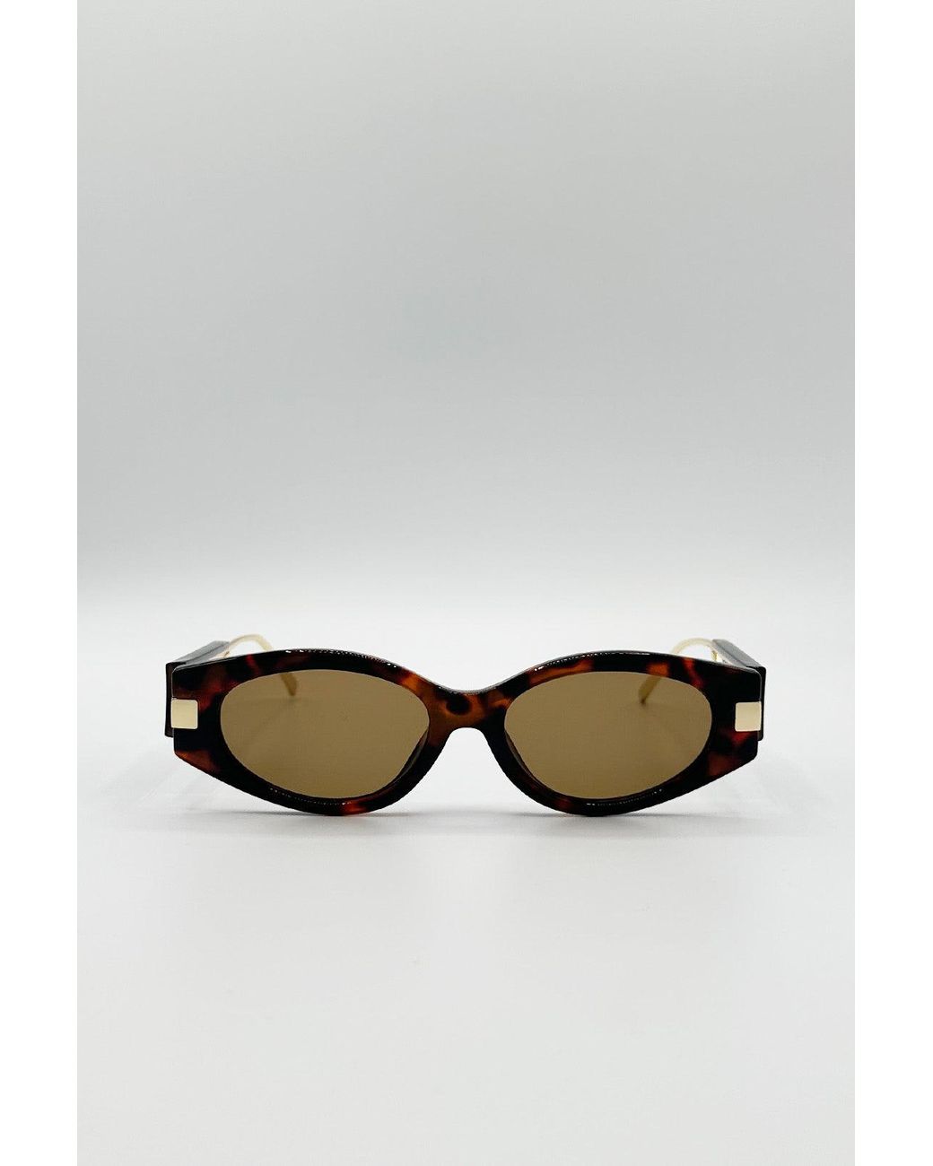 SVNX Black Oval Metal Detail Sunglasses