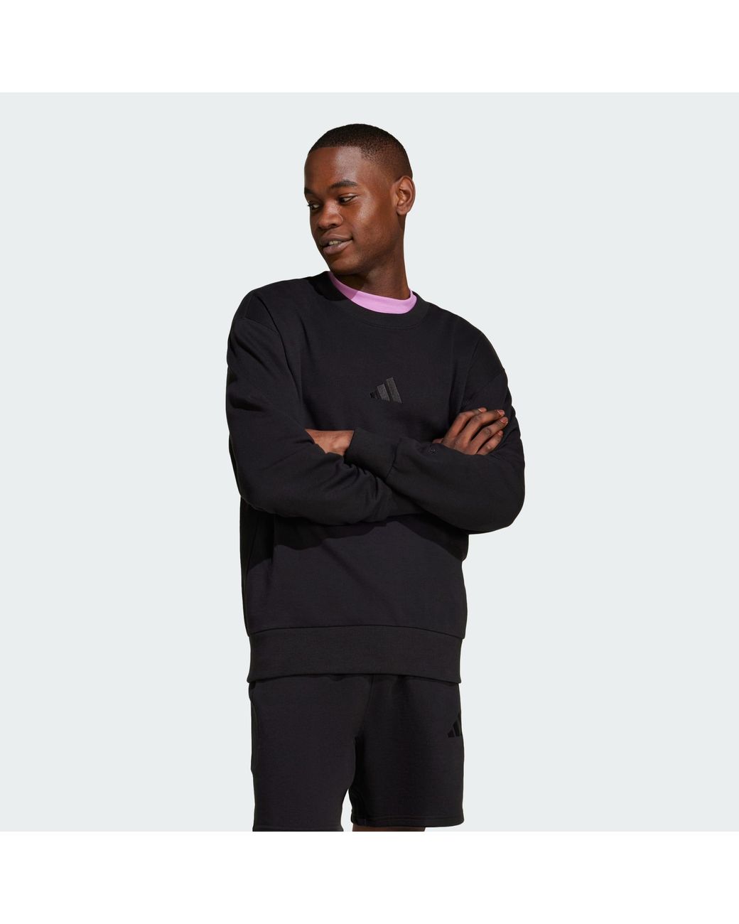 Adidas Black All Szn French Terry Crew Sweatshirt for men