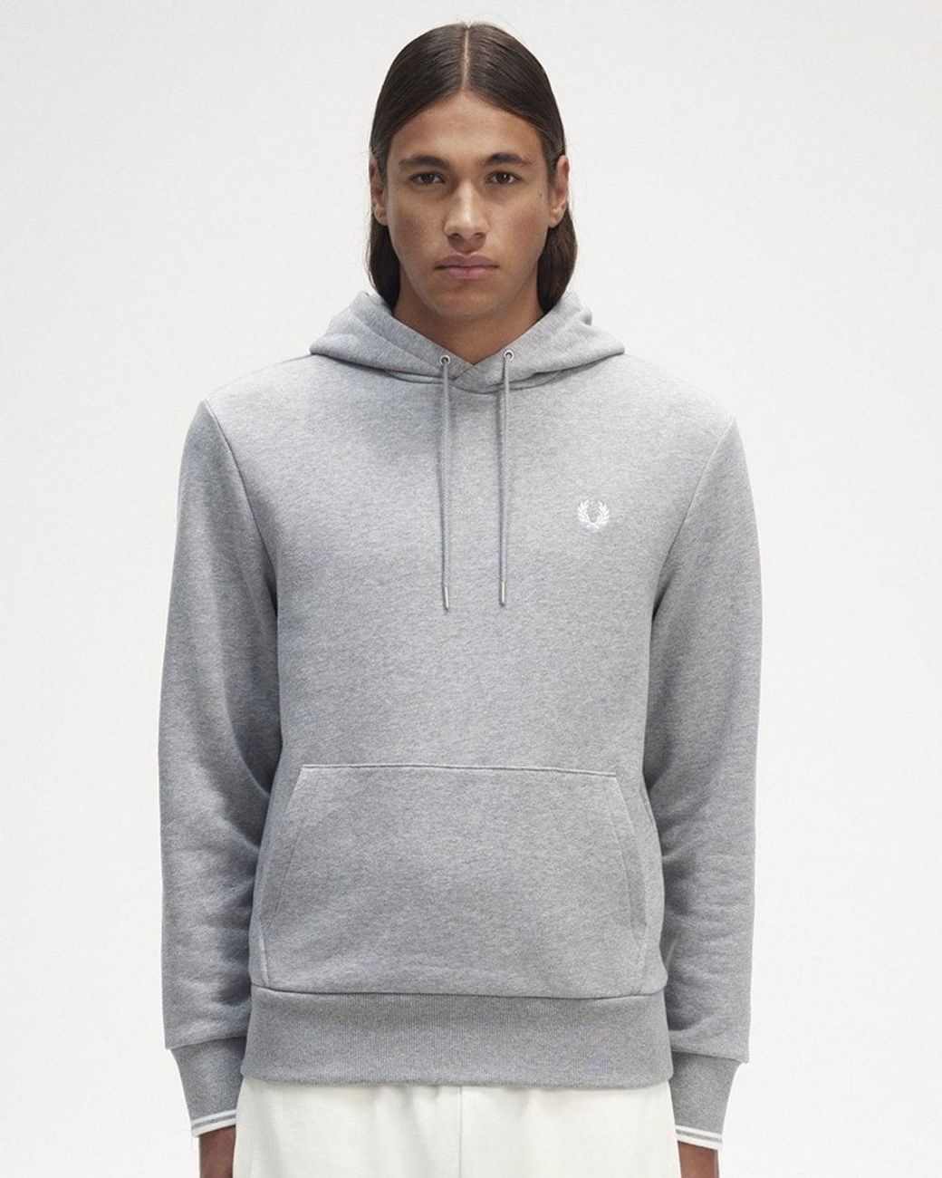 Fred Perry Gray Tipped Hooded Sweatshirt for men