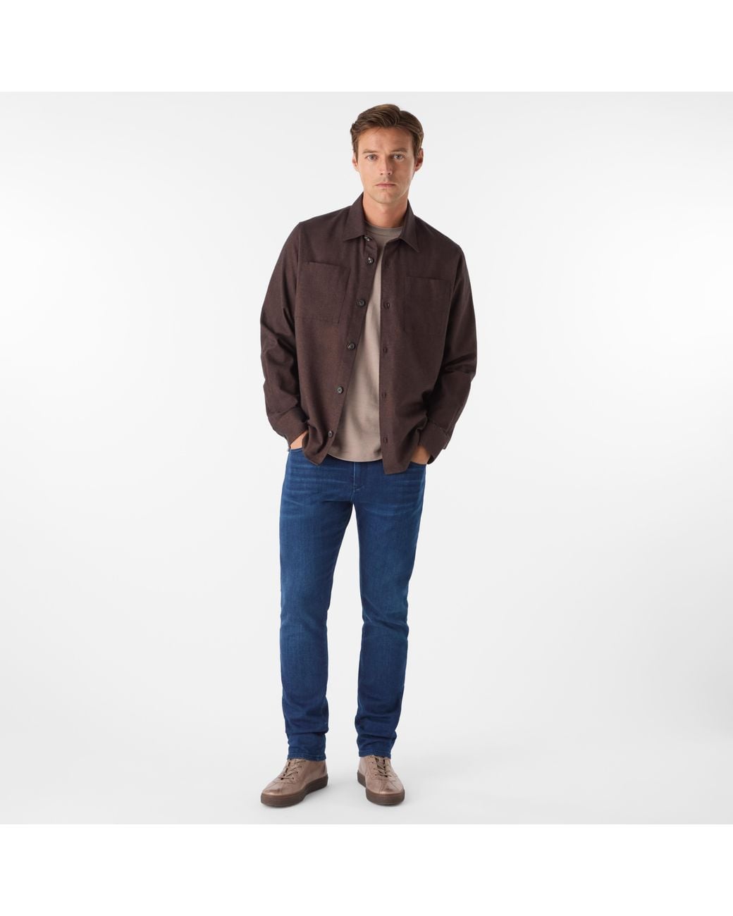 Oliver Sweeney Brown Cotton/Wool Blend Overshirt for men