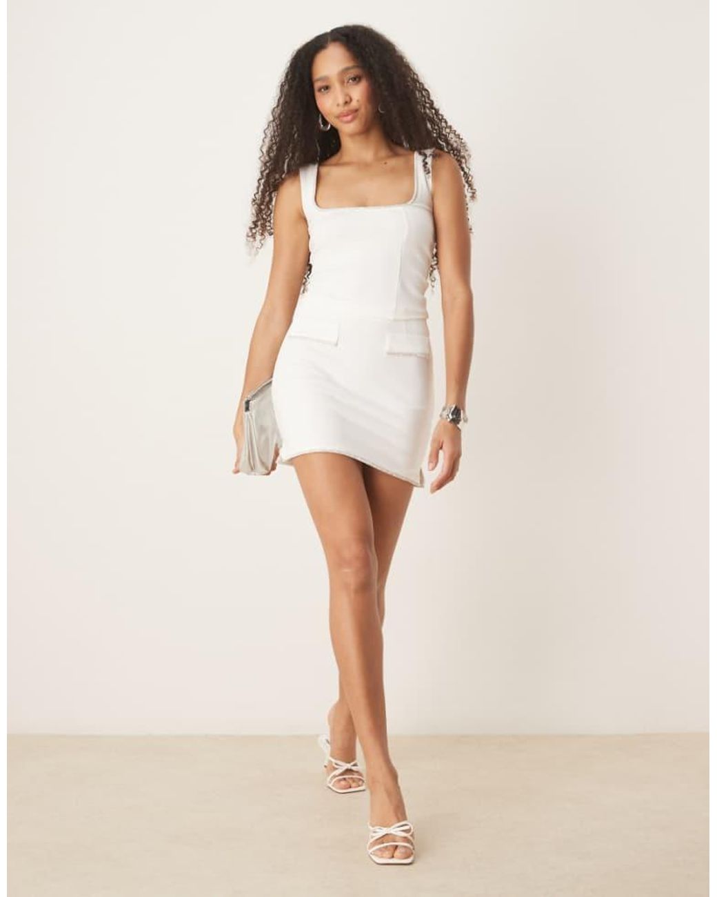 ASOS Natural Co-Ord Ponte Mini Skirt With Diamante Trim