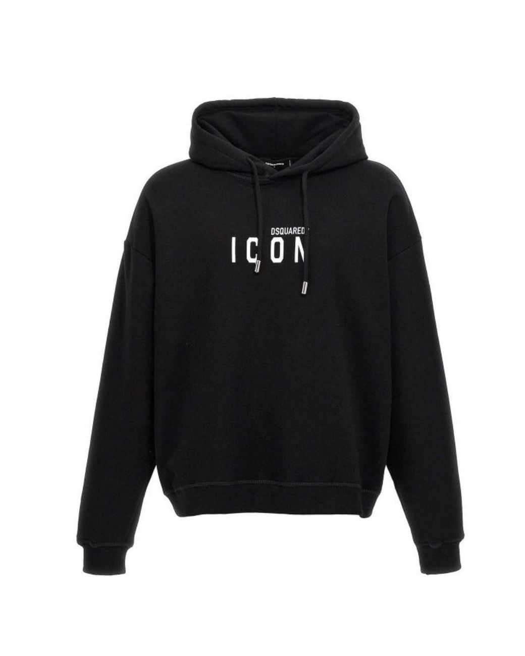 DSquared² Black Relaxed Hoodie Icon Logo Cotton for men
