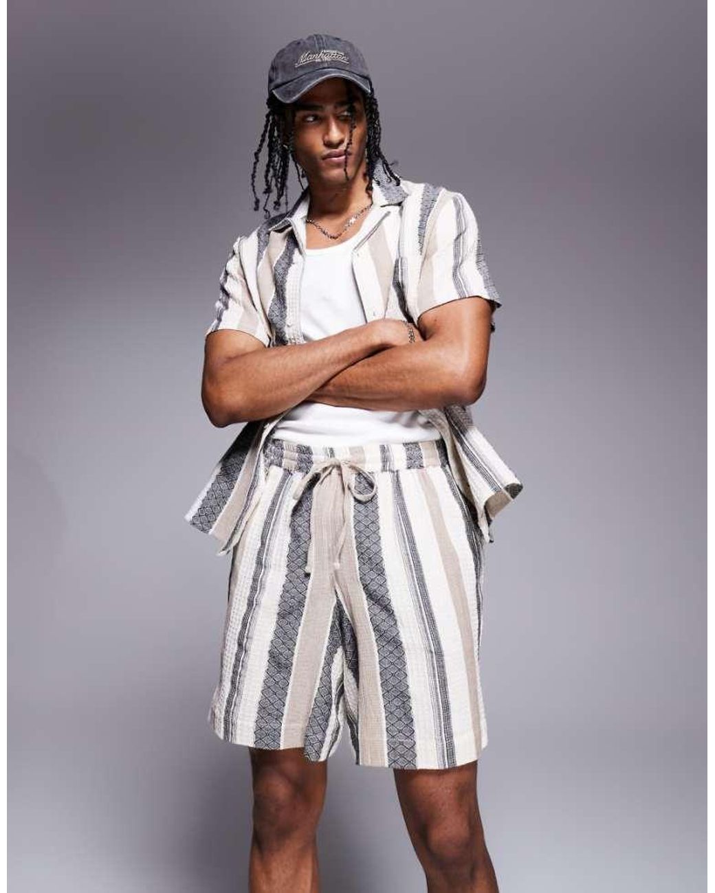 South Beach Multicolor Drawstring Textured Shorts for men
