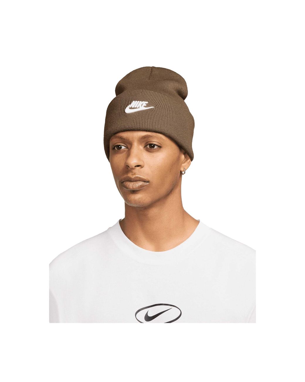Nike White Adult Futura Peak Beanie (Mosswood/