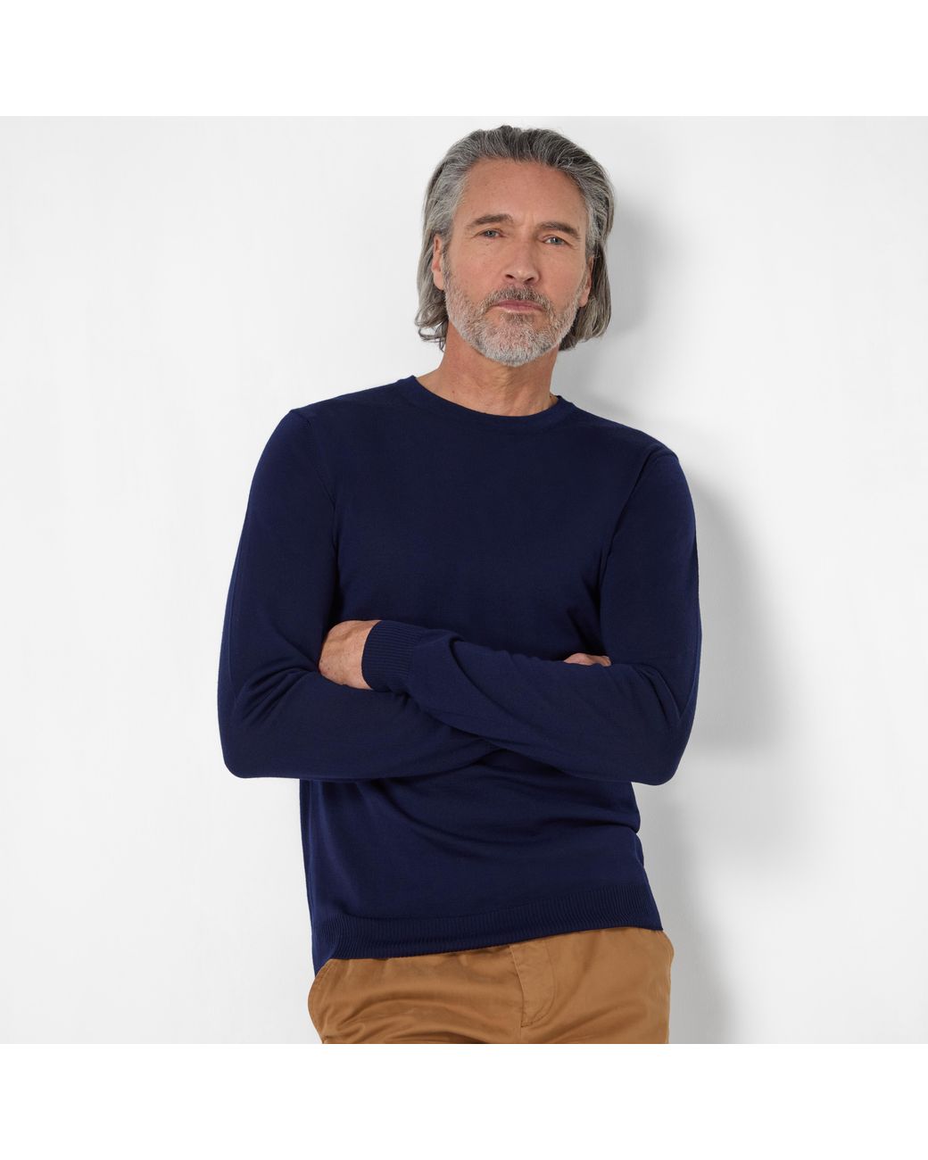 Oliver Sweeney Blue Merino Wool Crew Neck Jumper for men