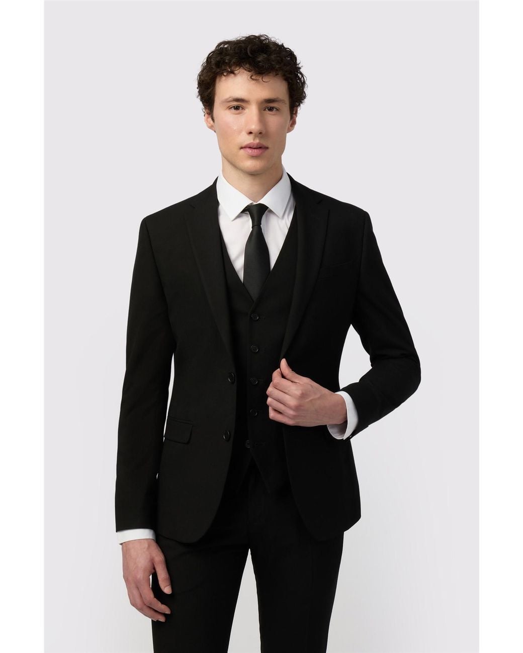 Limehaus Black Single Breasted Two Button Skinny Suit Jacket for men