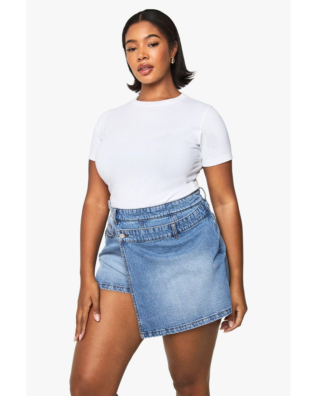 Boohoo Blue Plus Denim Skort