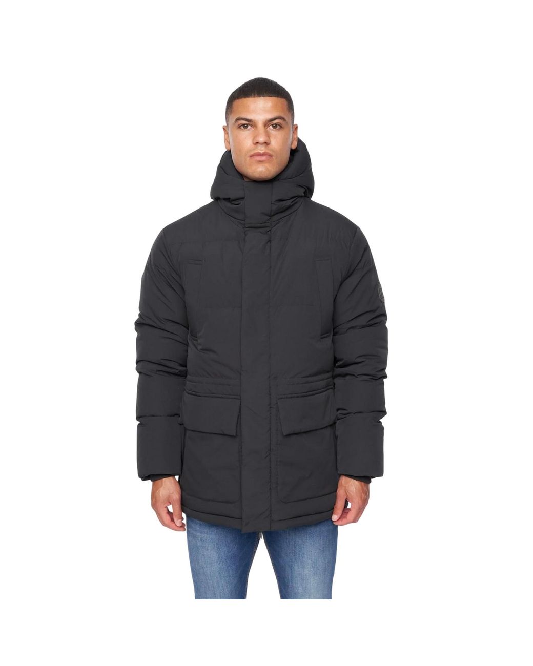 Duck and Cover Black Fletchley Puffer Jacket for men