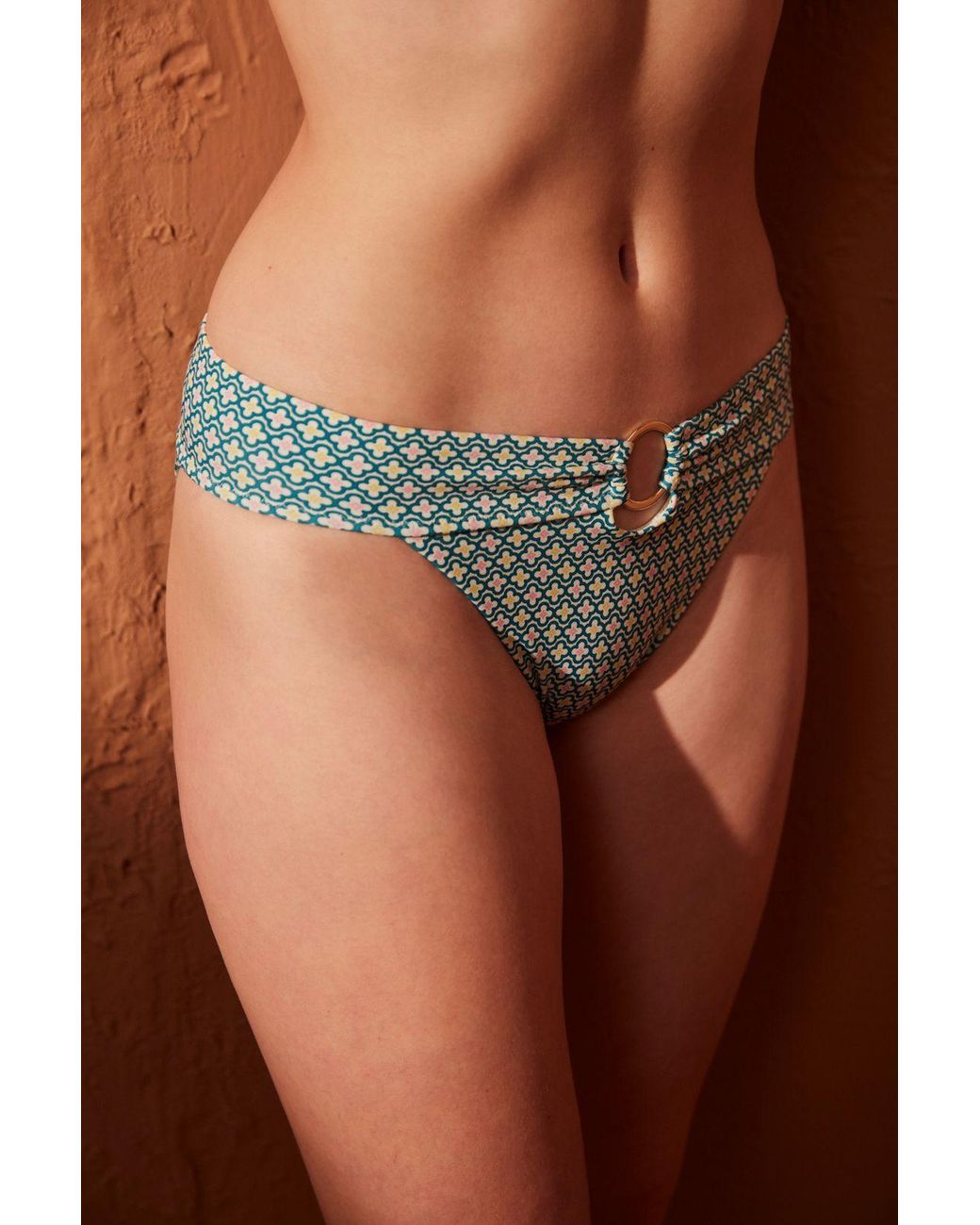 Penti Blue Geometric Mid-Waist Hipster Bikini Bottoms