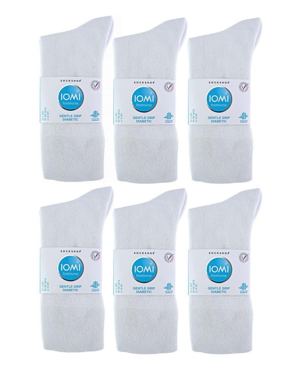 IOMI White 12 Pair Multipack Diabetic Bamboo Socks for men