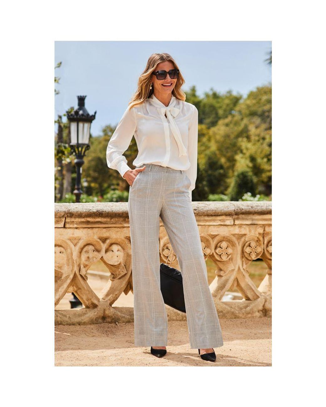 Sosandar Metallic High Waisted Wide Leg Trousers