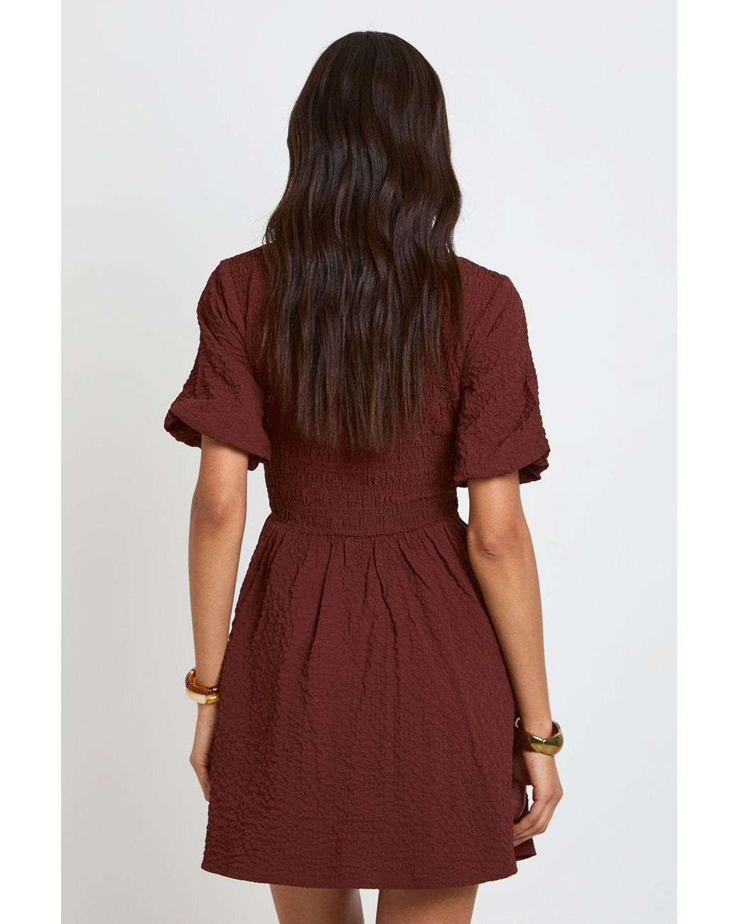 Boohoo Tall Textured Volume Sleeve Mini Dress