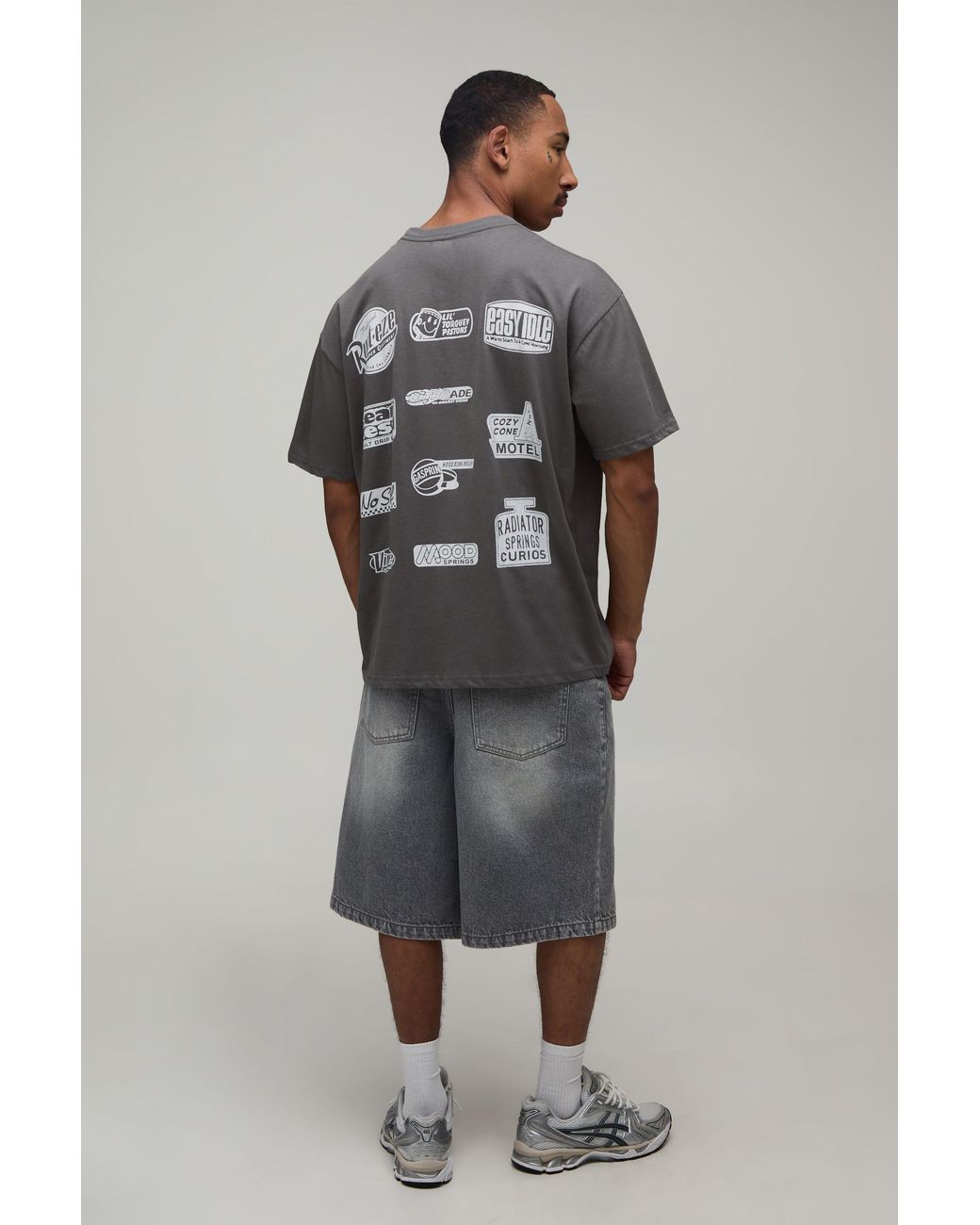 BoohooMAN Gray Oversized Disney Cars License Printed T-Shirt for men