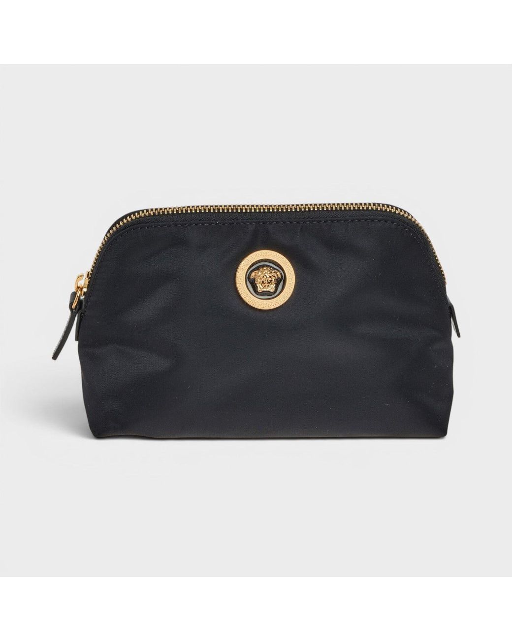 Versace Black Medusa Logo Cosmetic Bag Faux Leather