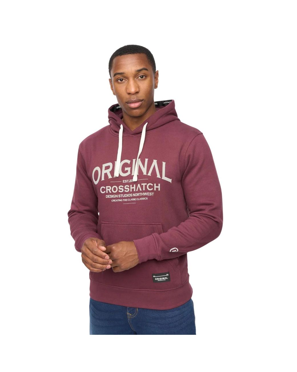 Crosshatch Red Vintarge Hoodie (Rum Raisin) for men