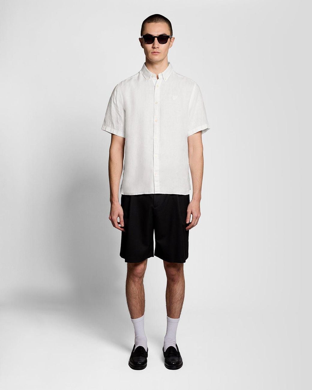 Lyle & Scott White Short Sleeve Linen Shirt for men