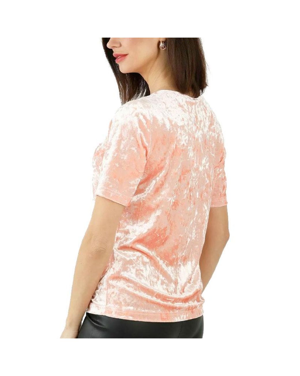 Brave Soul Pink Plain T Shirts Regular Fit Short Sleeve Party Velvet T Shirt