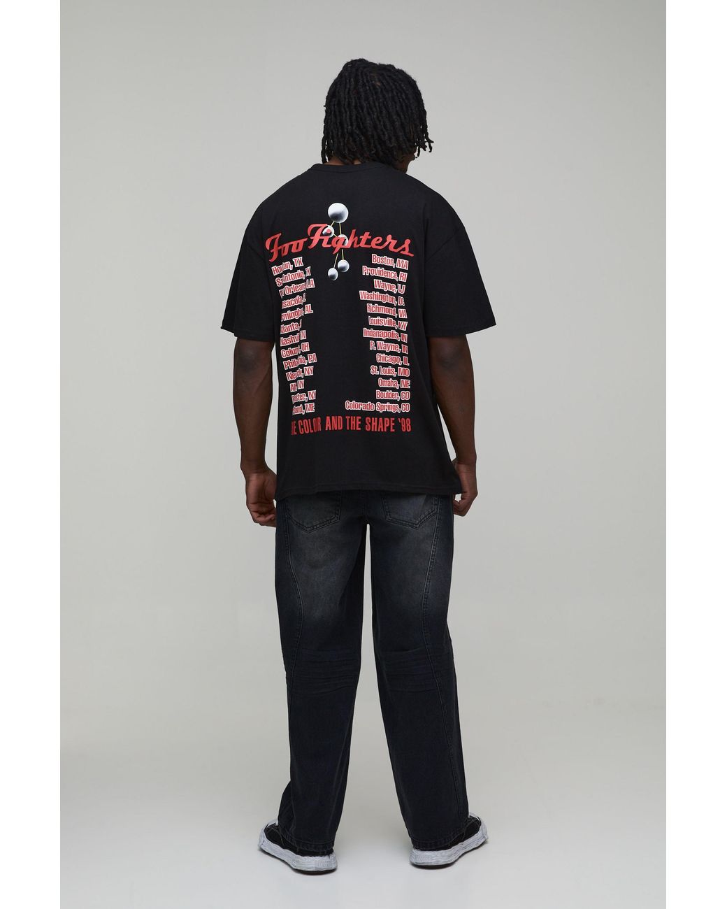 BoohooMAN Blue Tall Oversized Foo Fighters License Printed T-Shirt for men