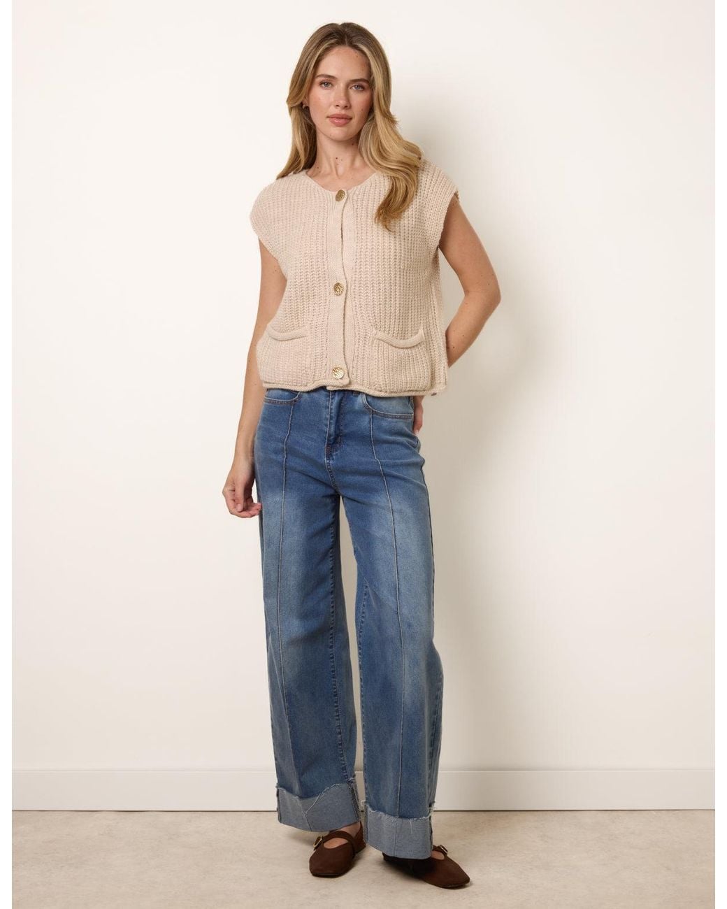 Blue Vanilla Blue Two Pocket Knitted Waistcoat