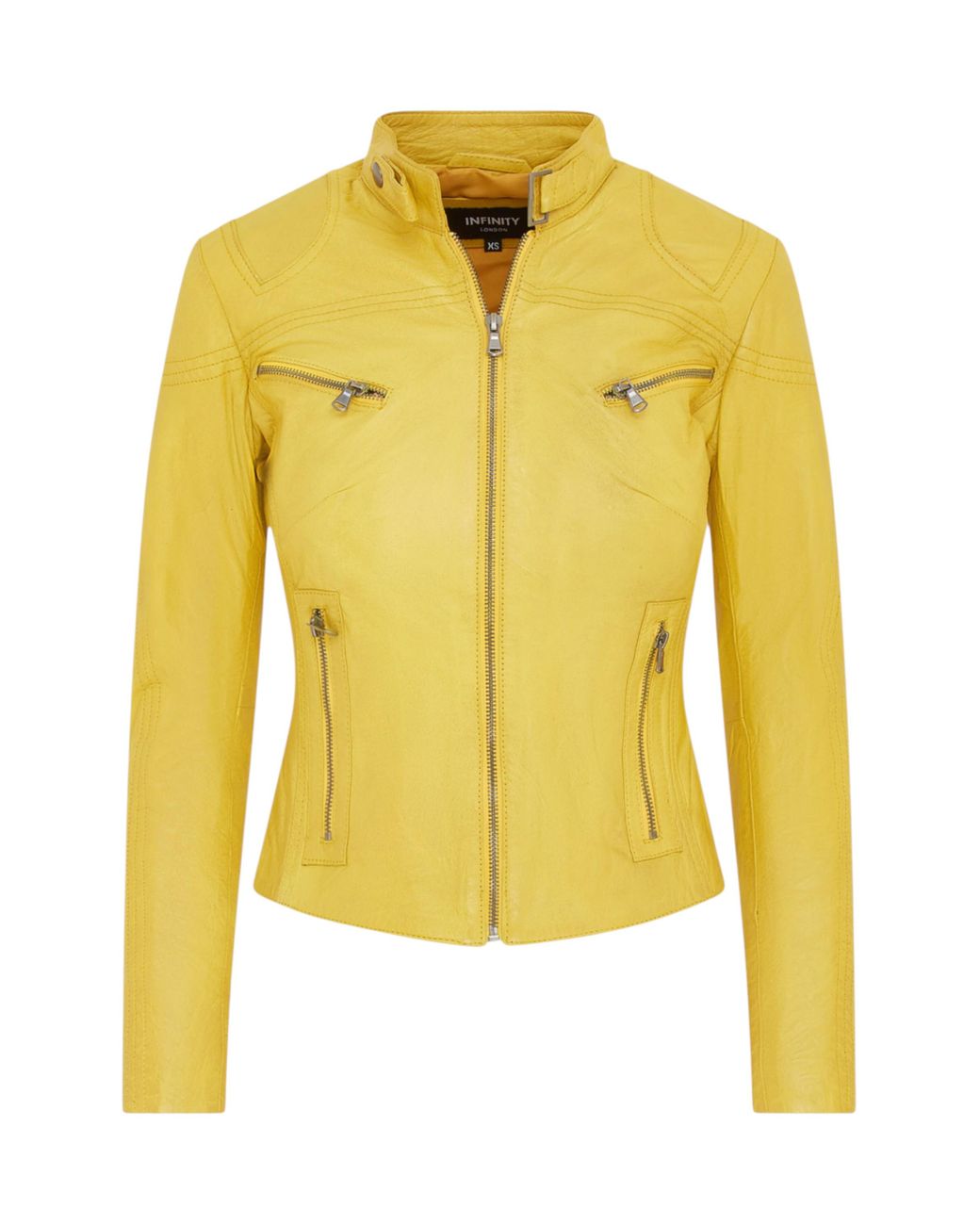 Infinity Leather Yellow Slim-Fit Biker Jacket-Maldon Lamb Leather