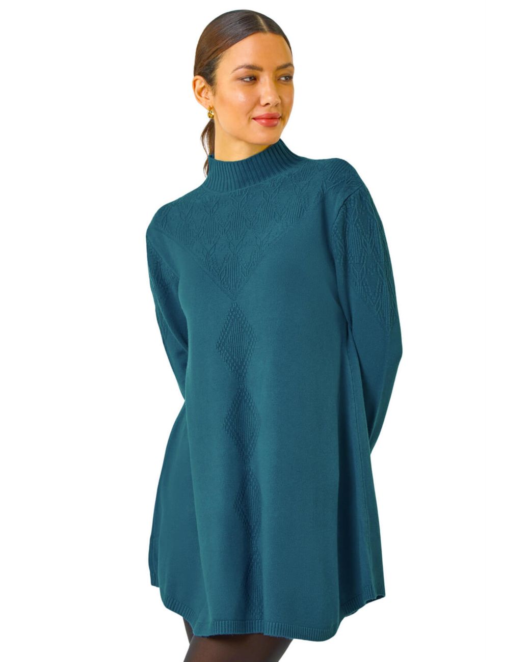 Roman Blue Embellished Stitch Knitted Dress