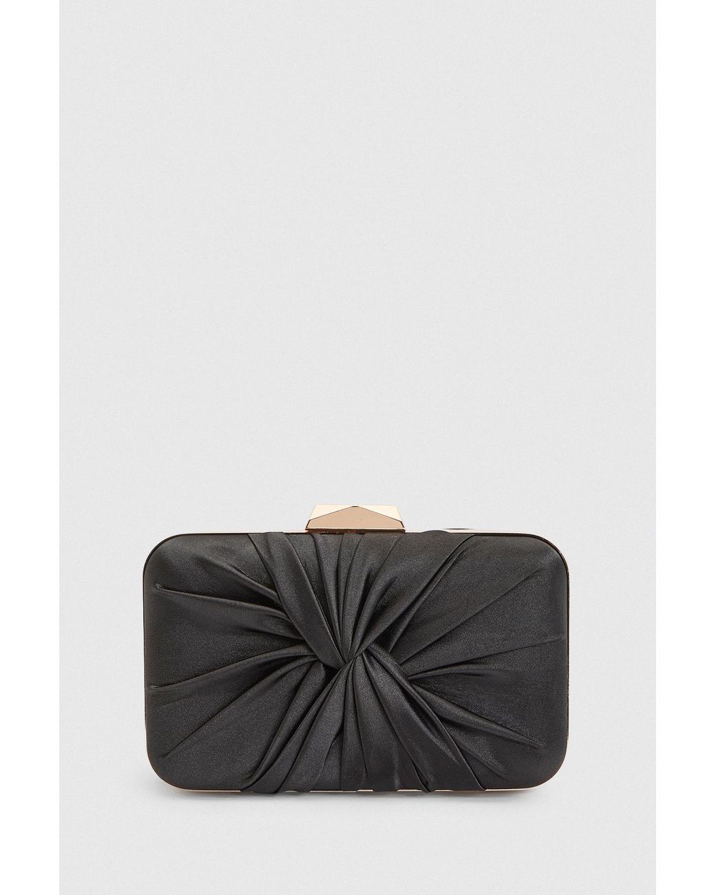 Oasis Black Beaut Satin Twist Clutch Bag