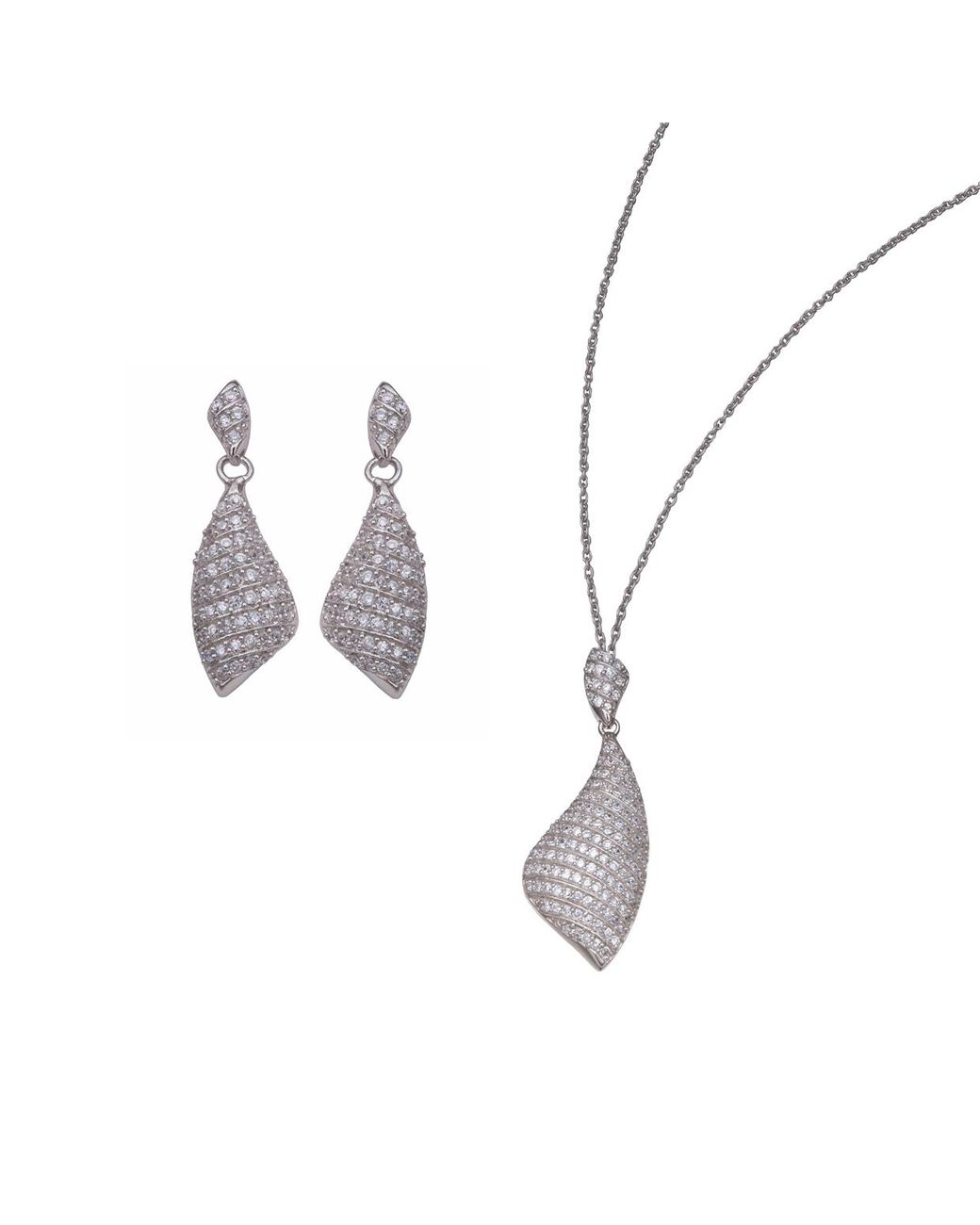Orphelia Metallic 925 Sterling Set: Chain-Pendant + Earrings