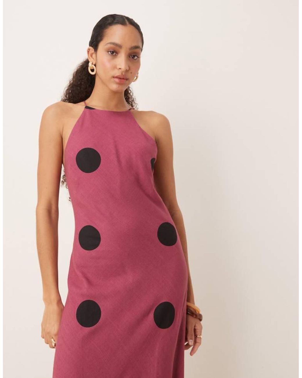 ASOS Pink Linen Racer Maxi Sundress