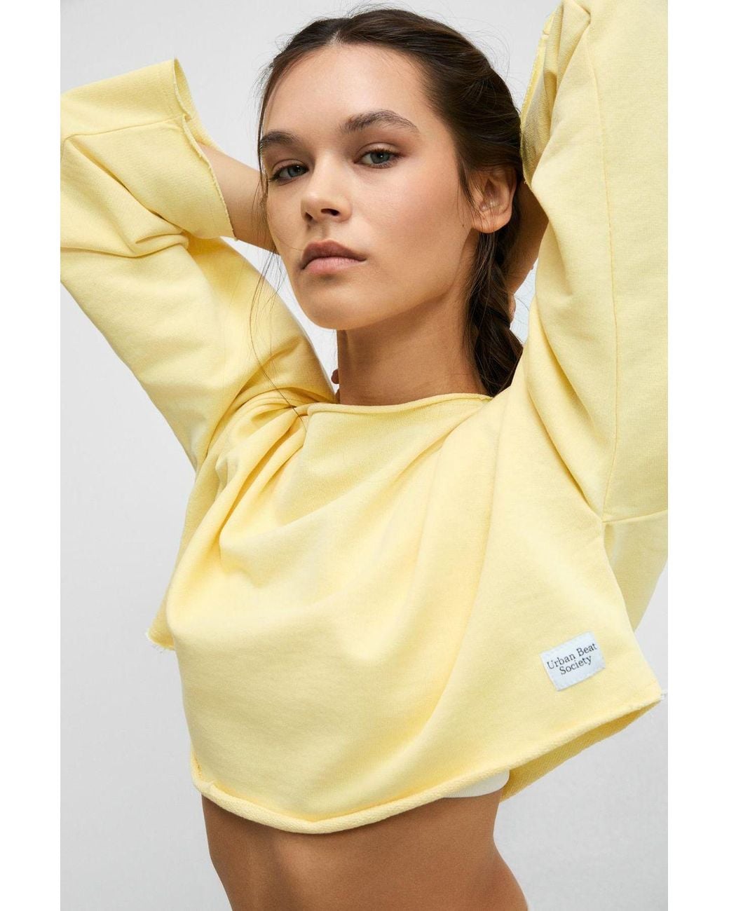 Grimelange Yellow Oversized Long Crew Neck Sweatshirt