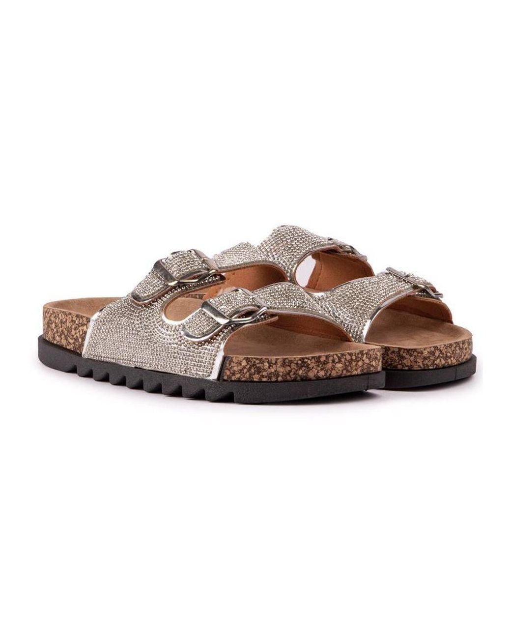 SOLESISTER Brown Cat Wide Fit Footbed Sandals