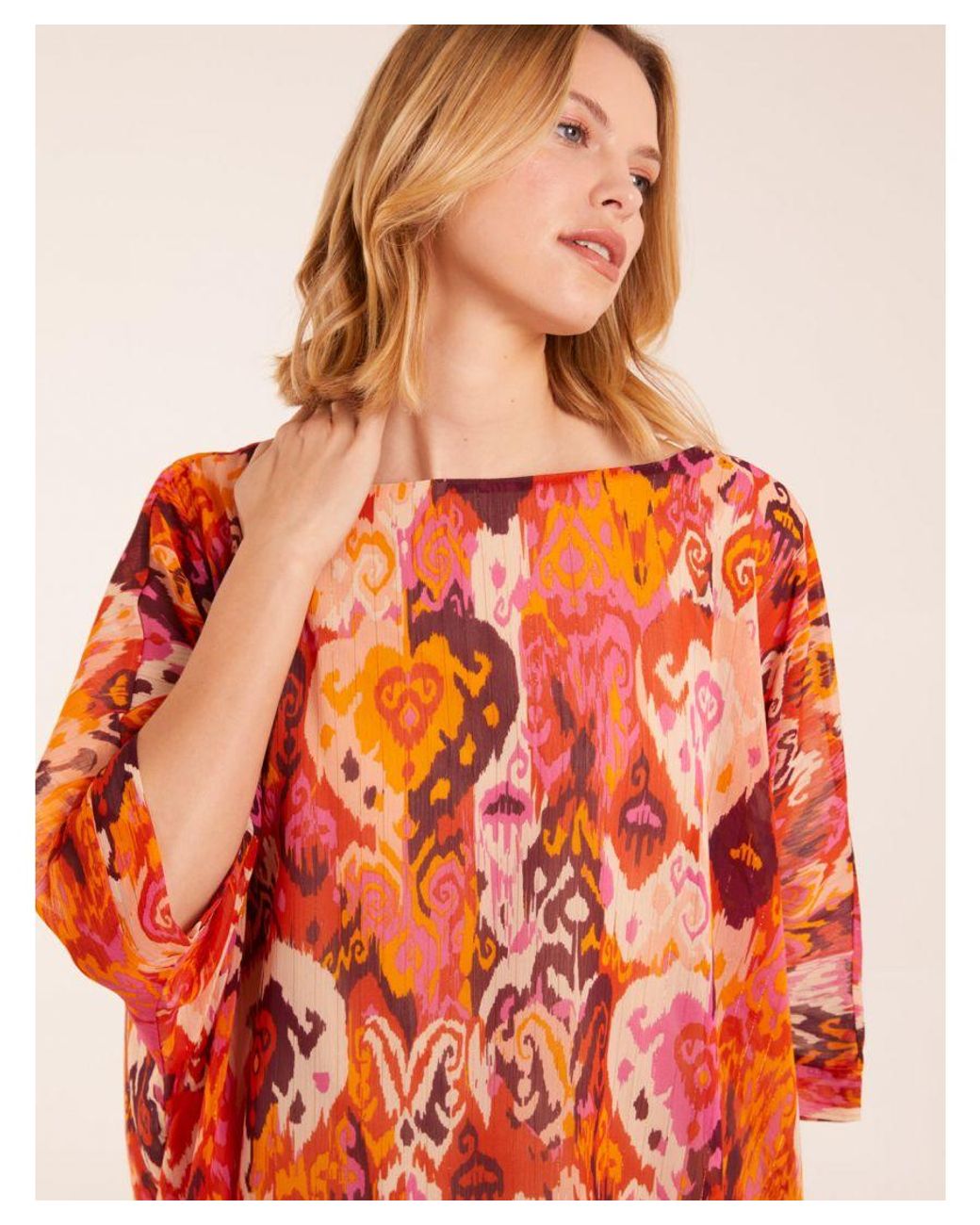 Blue Vanilla Red Floaty Oversized Kimono Blouse
