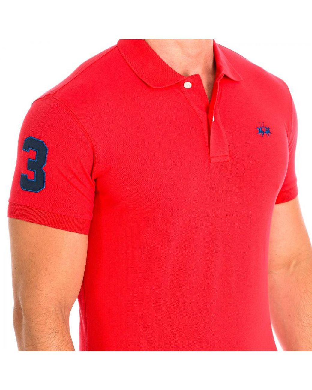 La Martina Red Short Sleeve Polo Tmp300-Pk001 for men