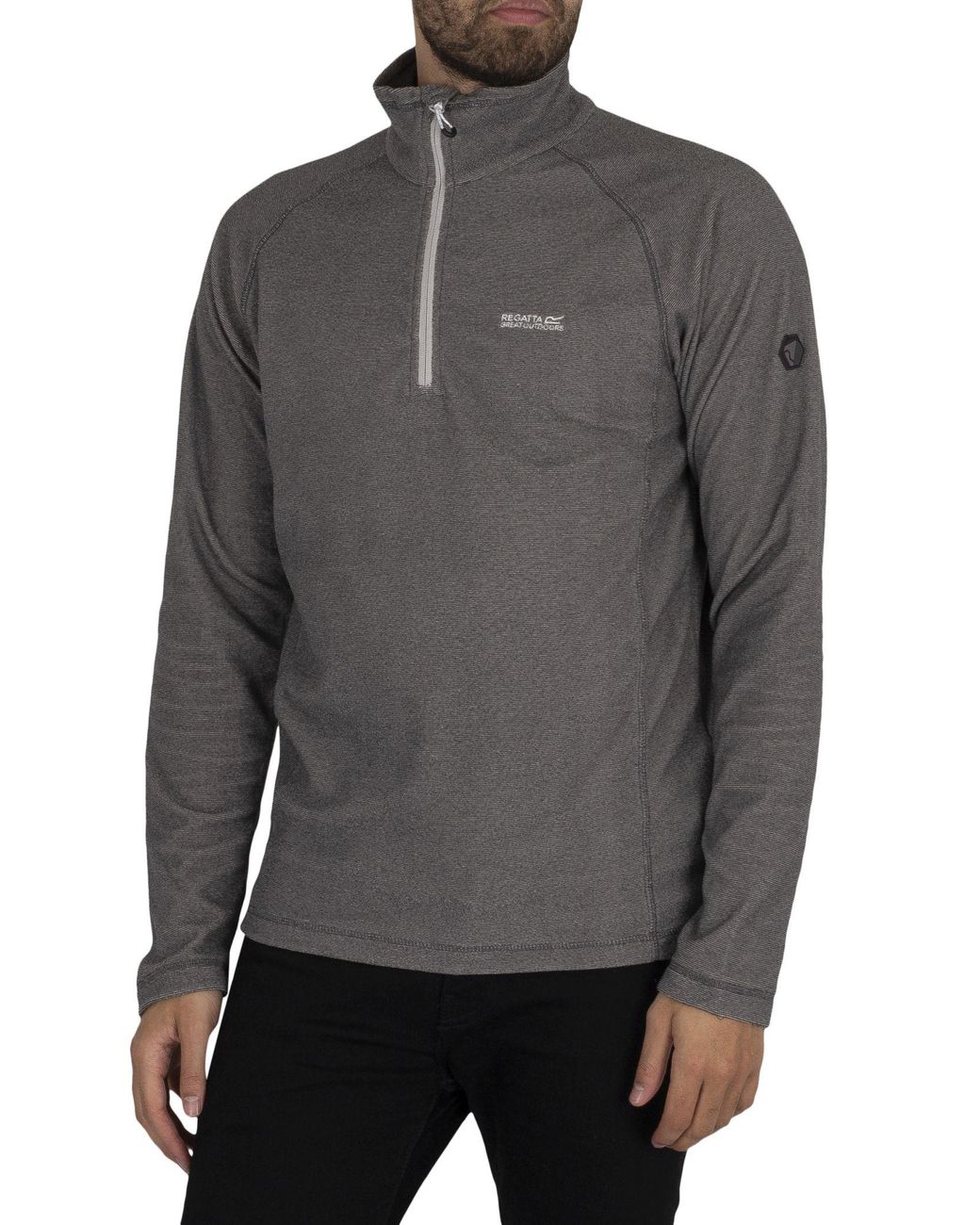 Regatta Gray Montes Lightweight Half Zip Mini Stripe Sweatshirt for men