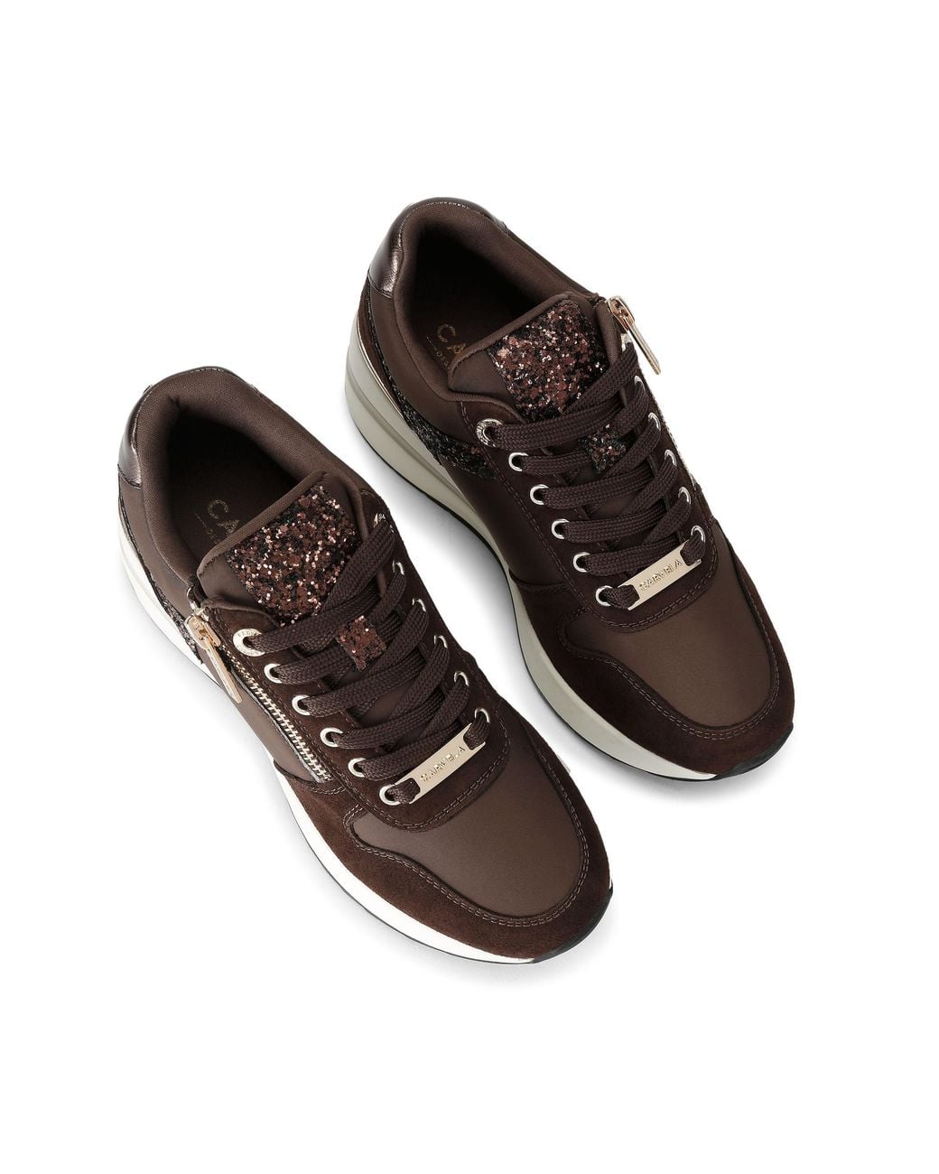 Carvela Kurt Geiger Brown High Rise Embellished Trainers