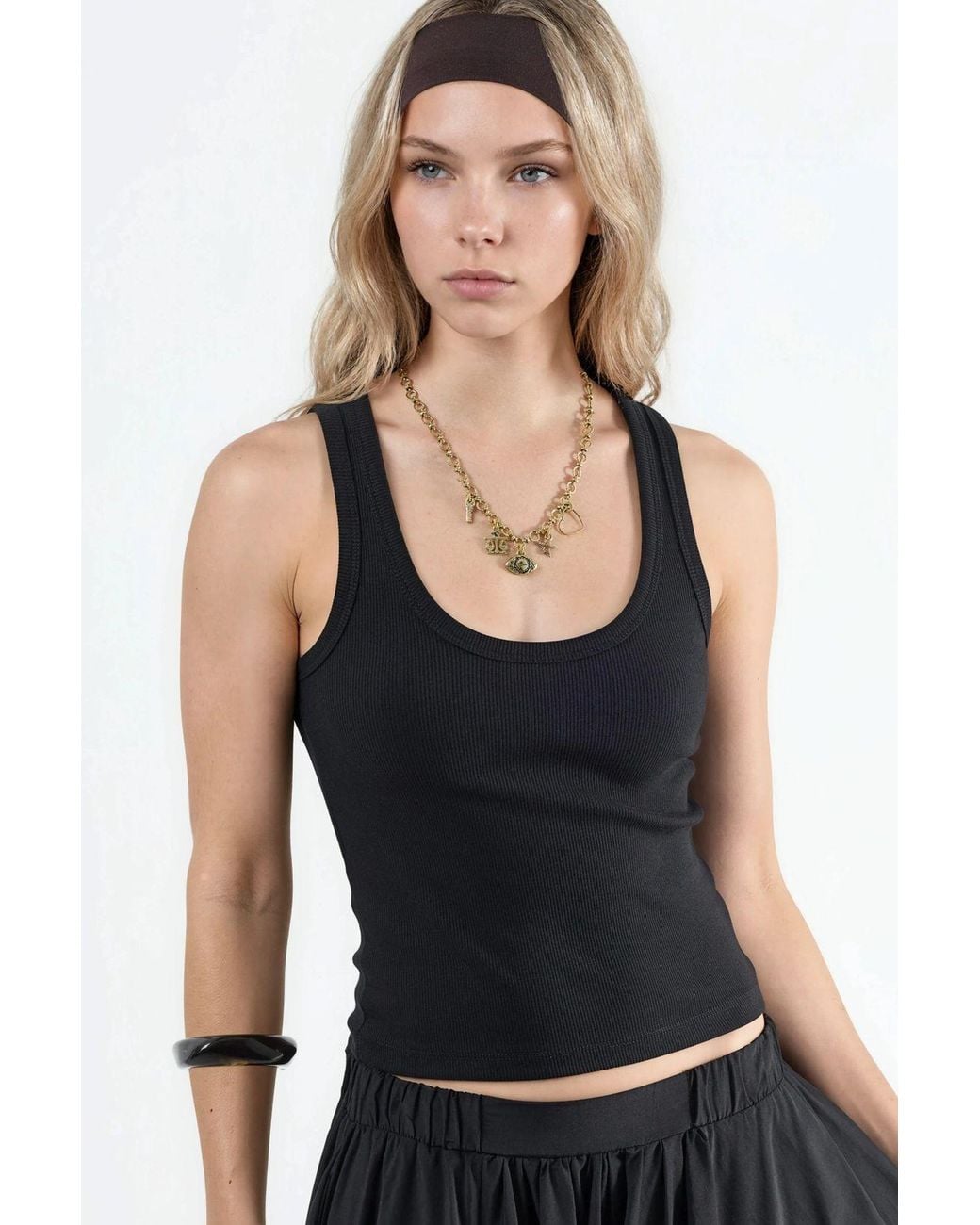 Busem Black Sleeveless U Collar Modal Cotton Tank Top