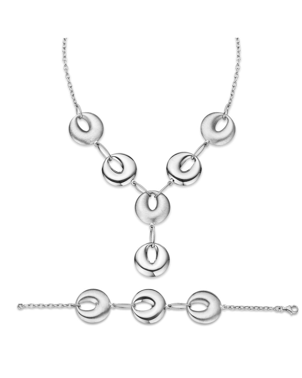 Orphelia White 925 Sterling Set: Chain + Bracelet